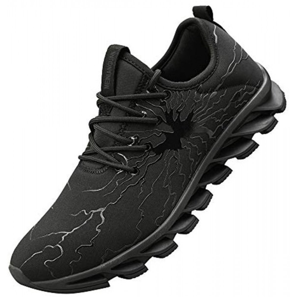 Men's Fashion Slip On Tennis Shoes Non-Slip Athletic Sports Running Sneakers Casual Walking Gym Workout Shoes Black